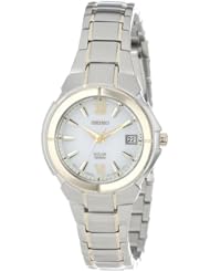 Seiko Womens SUT022 Solar Two Tone Stainless Steel Analog with Silver Dial Watch