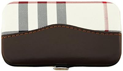 eBelken 7 in 1 7pcs Stainless Steel Manicure Pedicure Ear pick Nail Clippers Set Scissors Care Grooming with Leather Case Tweezer Earpick Hand-Hold Brown &amp; white strip