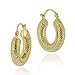 18k Gold Over Sterling Silver Rope Design Hoop title=