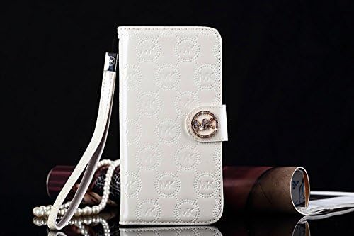 S6 Edge Case - Slowfishp® Luxury C Shine-Leather Wallet Style Flip Case Cover For Samsung Galaxy S6 Edge (Free gifts: 1x Screen Protector, 1x Touch Pen, 1x Anti Dust Plug) (White)