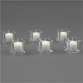 Set of 144 Square Glass Votive Candle Holders by Quick Candles