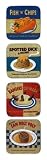 from the gifted penguin Martin Wiscombe Nostalgic Food Set of 4 Melamine Coasters