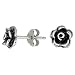 Tiny Sterling Silver Rose Stud Earrings