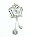 Crystal Clear Swarovski Crystal Dangling Crown Brooch / Pin