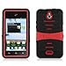 For Huawei Valiant Y301 / Ascend Plus H881c (MetroPCS/Straight Talk) Armor 3 in 1 w/Stand Black Skin+Red PC