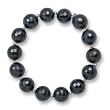 .925 Silver & Faceted Black Agate Stretch Bracelet- 8"