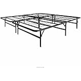 LUCID Foldable Metal Platform Bed Frame and Mattress Foundation - Queen