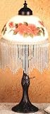 LAMPS BEAUTIFUL Victorian Style Hand-painted Roses Glass Beaded Accent Table Lamp by Meyda Tiffany--Excellent customer service--see our feedback.