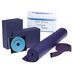 SPRI YSK-R2 Yoga Starter Kit with Yoga Mat, Two 6 x 9 x 4 Foam Blocks, 6' Cotton Yoga Strap, and Yoga Postures Poster