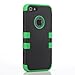 Masione™ Deluxe Hybrid High Impact Soft Silicone + Hard PC Case Cover for Apple iPhone 5S 5 5G with Screen Protector and Stylus (Black+Green)