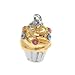 Silver And 22K Gold Plated Two Tone Cupcake Charm With Swarovski Crystals