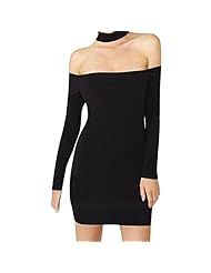 Sexy Cotton/Polyester Cocktail Halter Long Sleeves Off the Shoulder Lace Fitted Bodycon Dress/Club Dress/Mini Dress 