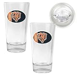 Chicago Bears 2-Piece Pint Ale Glass Set with Football Bottom  (Oval Logo)