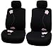 FH Group Floral Embroidery Design Car Seat Covers, Airbag Ready and Split Bench (Black Color) FB053114