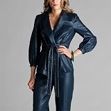 Lafayette 148 Navy Lacquered Linen Jacket, 6