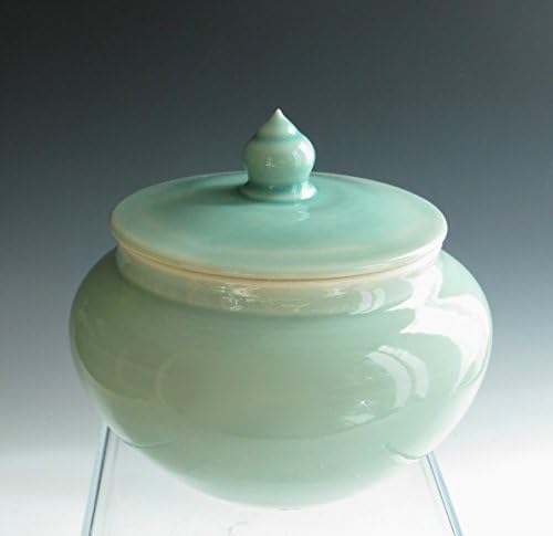 Lidden Container in Handmade for condiments, candy or nuts, Keepsake Urn, Pet Urn, Treasury Urn, Turquoise Celadon Glaze