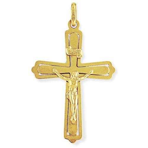 9ct. Gold 3.3g Crucifix with INRI Inscription & Chain