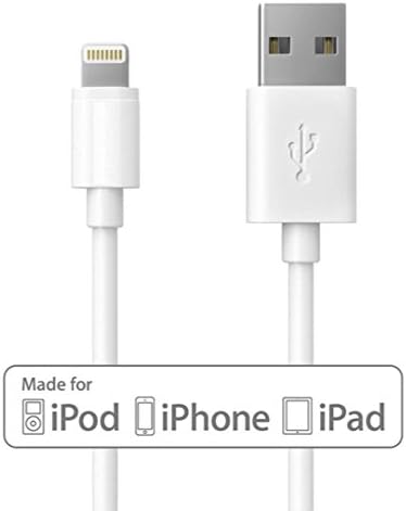 Volts© 3.3ft / 1m [Certified] White PVC Tangle-Free 8-pin Lightning to USB Cable for iPhone 5 / 5s / 5c / 6 / 6plus, iPad Air Air2 mini mini2, iPad 4th gen, iPod touch 5th gen, and iPod nano 7th gen, MacBook / Air / Pro / Retina display. Rapid sync & charge Apple devices via car charger, wall charger, Computer USB port, mobile accessories, power bank and external battery pack. Fits Most iPhone Case cutouts. [Hassle-Free 18 month Warranty] (3.3ft / 1m White)