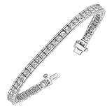 8.19 CT TW Channel Set 100% Natural Princess Cut Diamond Tennis Bracelet in 14k White Gold