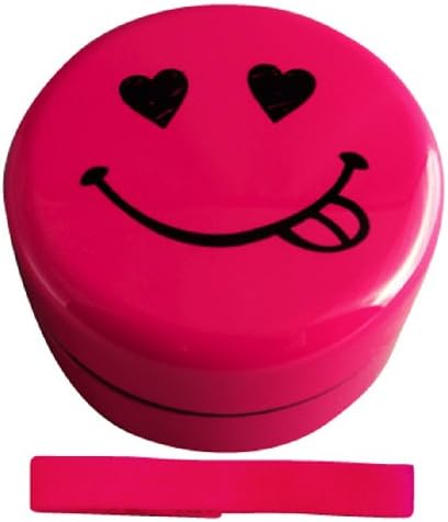 Harvey Ball 2-Tier Lacquer Bento Lunch Box with Elastic Band, Cute Face, Pink