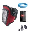 Microsoft Zune HD Red Armband with Armlength 10.5 Inch + Screen Protector + Zune HD Wall Charger + Wristband