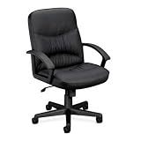 Managerial Mid-Back Chair,25-3/4x28-1/2x41-3/4 Black Lthr