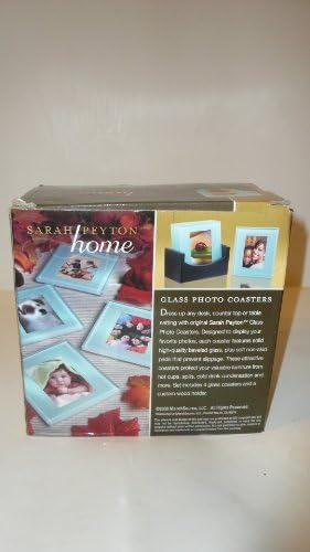 Sarah Peyton Home 4 Solid Glass Photograph Coasters with Wood Holder