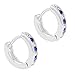 Rhodium Plated XS Tiny Blue & Clear Crystals Huggie Baby Kids Earrings 7mm