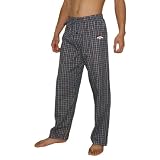 Mens NFL Denver Broncos Plaid Finest Cotton Sleepwear / Pajama Pants - Dark Blue & Orange (Size: L)