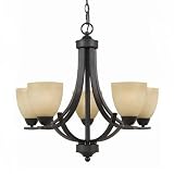 Triarch International 33243 Value Series 240 Collection 5-Light Chandelier, English Bronze with Antiqued Cognac Painted Glass