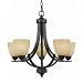 Triarch International 33243 Value Series 240 Collection 5-Light Chandelier, English Bronze with Antiqued Cognac Painted Glass