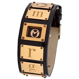 Morgan Ladies Black Leather Strap With Rose Gold Plates and Dial Watch