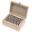 Beadsmith 36 Piece Letter & Number Punch Set For Stamping Metal 1/16 Inch 1.5mm (1 Set W/ Wood Case)