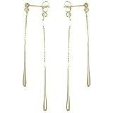 18kt Gold over Sterling Silver Organic Drop Front Back Earrings