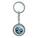 Paw Prints Artsy Blue Spinning Round Metal Key Chain Keychain Ring