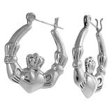 Sterling Silver .925 Stamp Traditional Celtic Claddagh Earrings