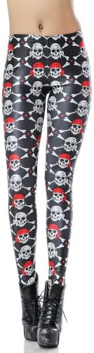 LoveLiness Skull Skeletons Pirates Print Leggings One Size Multicolor (One Size, Multicolor)