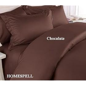 Homespell Egyptian Cotton 3 - Pc Duvet Cover 500TC Solid Sateen Chocalate (Full).