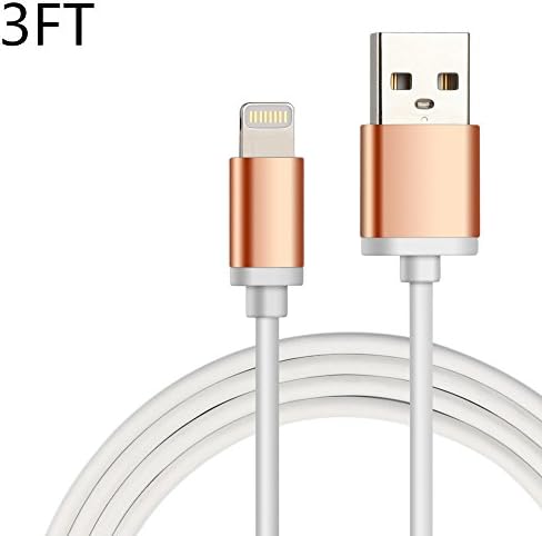 Dairle Metal Plug Lightning to USB Cable (3ft) for iPhone 6s 6 Plus 5s 5c 5, iPad Pro, Air 2, iPad mini 4 3 2, iPod touch 5th gen / 6th gen / nano 7th gen [Apple MFi Certified] (Rose Gold