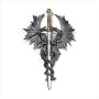 MEDIEVAL Two Dragons Statue Dagger Sword Wall Plaque