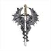 MEDIEVAL Two Dragons Statue Dagger Sword Wall Plaque