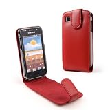 Zoom Produkt-Bild: MaryCom Ledertasche PREMIUM QUALIT&Auml;T f&uuml;r Samsung Galaxy S i9000 / i-9000 und Samsung Galaxy S Plus i9001 / i-9001 / Mobil Telefon Phone Handy in Rot + Gratis Displayschutzfolie / LTR i9000