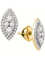 0.65 cttw 14k Yellow Gold Diamond Marquise Shape Earrings (Real Diamonds: 2/3 cttw)