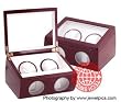 Automatic Double Watch Winder Cherry Matte Finish Two Holders Wall Timer For Rolex, Omega, Movado, Baume Mercier, Vacheron, etc.