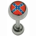 14 Gauge 5/8" Confederate Flag Inlayed Surgical Steel Barbell