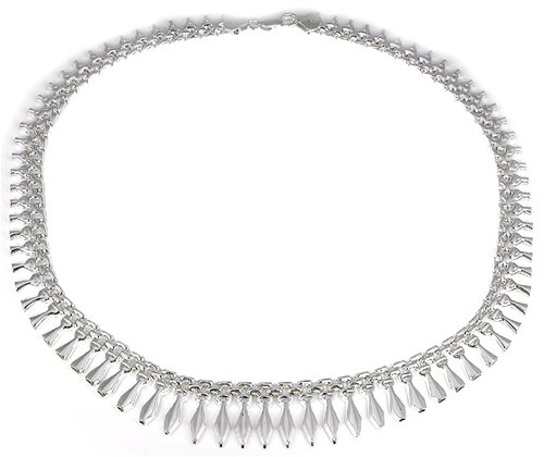 Sterling Silver Graduated Panther Necklace - 17