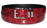 CROC CANDY APPLE RED Bonded Leather Belt Silver-Tone Buckle Regular