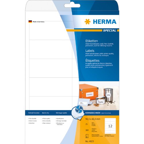 Herma Inkjet-Etiketten A4, 4823, 96,5x42,3 mm Papier matt 300 St&uuml;ck wei&szlig; Preisvergleich