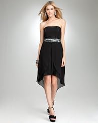 Strapless Pleated Hi-Lo Dress