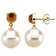 14K Yellow Gold Paspaley South Sea Cultured Pearl and Citrine Earrings - 11.00mm